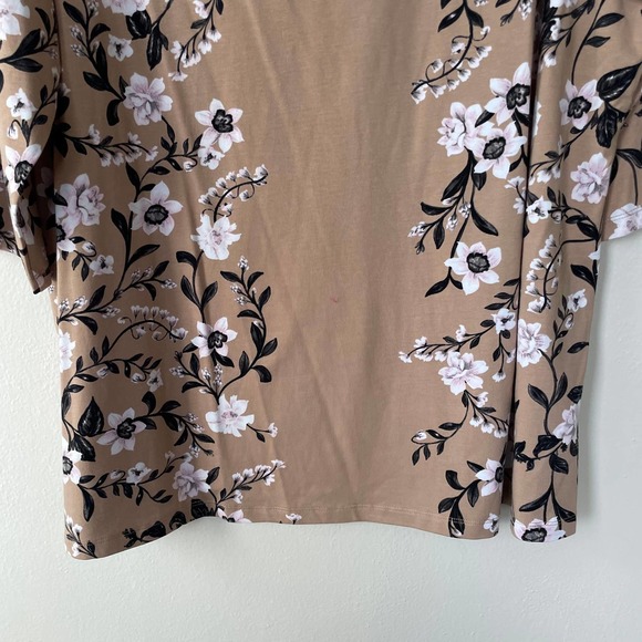 Isaac Mizrahi Taupe Tan Floral V Neck Pullover size 2X - Picture 5 of 10